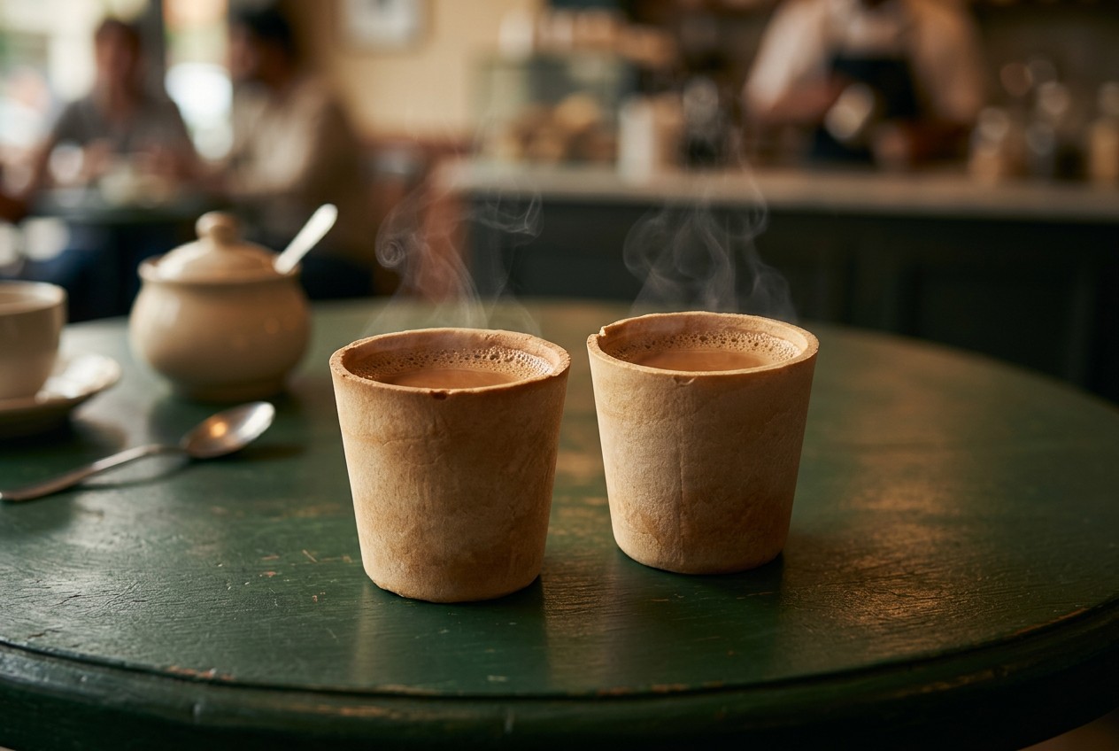 110ml edible cups served with hot chai